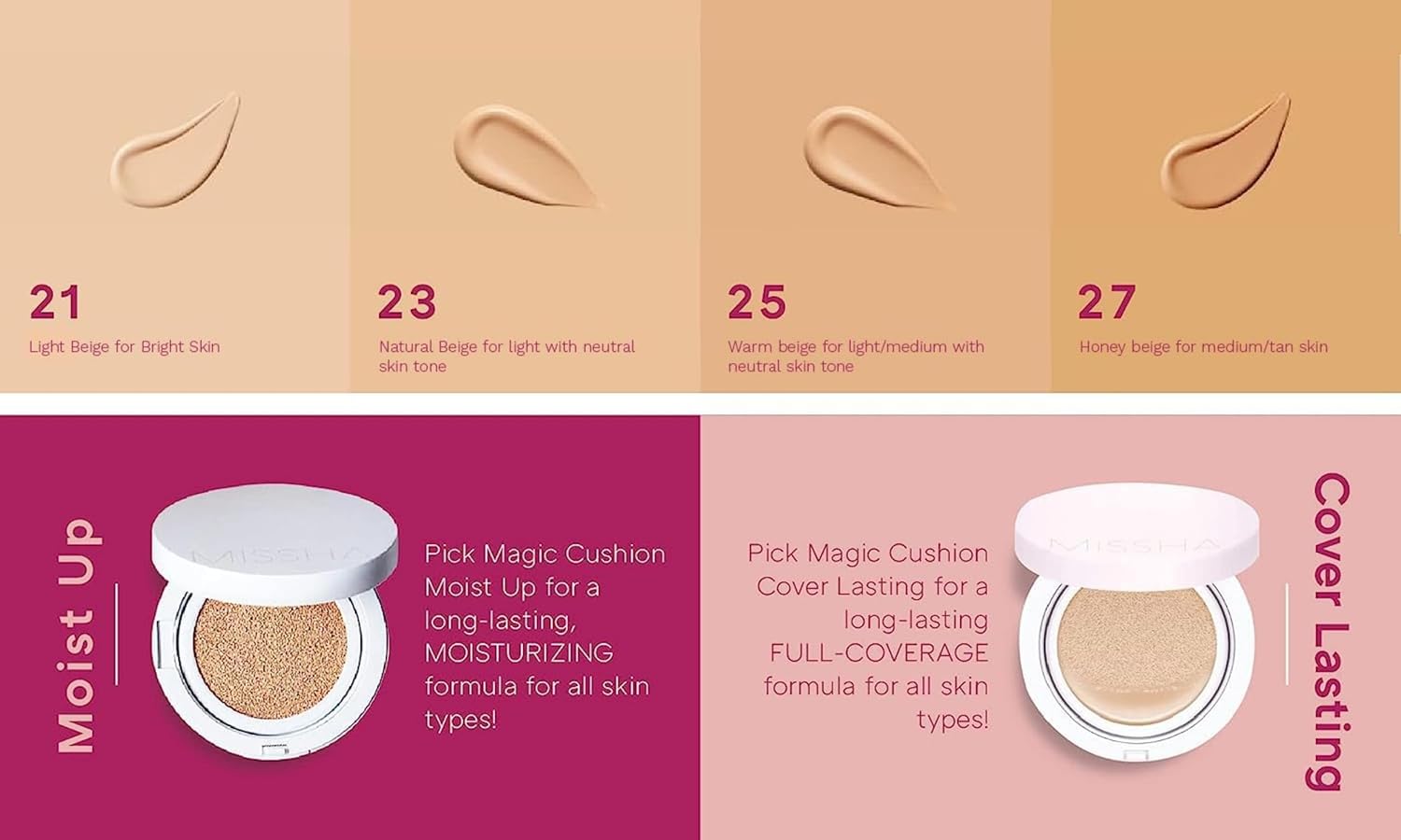 Missha Magic Cushion Cover Lasting - 2 Colors #21 Light Beige